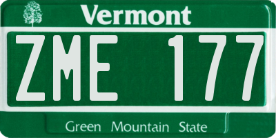 VT license plate ZME177