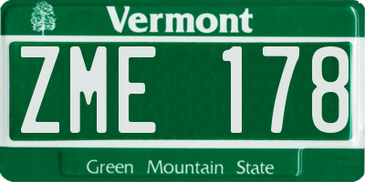 VT license plate ZME178