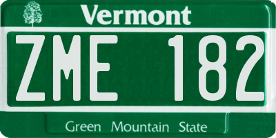 VT license plate ZME182