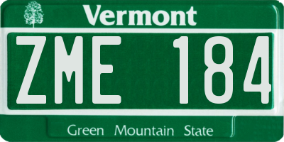 VT license plate ZME184