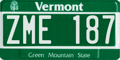 VT license plate ZME187