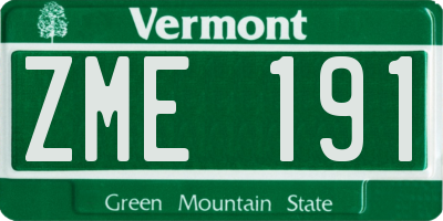 VT license plate ZME191