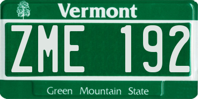 VT license plate ZME192
