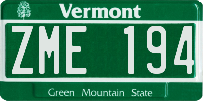 VT license plate ZME194