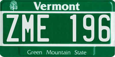 VT license plate ZME196