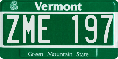 VT license plate ZME197