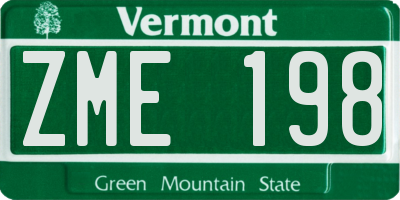 VT license plate ZME198