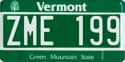 VT license plate ZME199