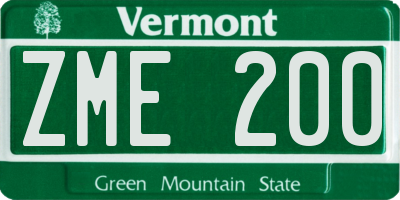 VT license plate ZME200