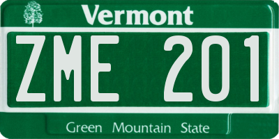VT license plate ZME201