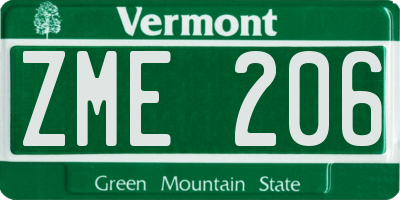 VT license plate ZME206