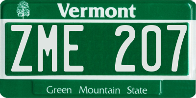 VT license plate ZME207