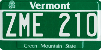 VT license plate ZME210