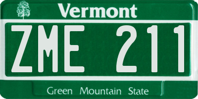 VT license plate ZME211