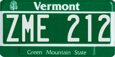 VT license plate ZME212