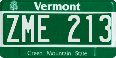 VT license plate ZME213