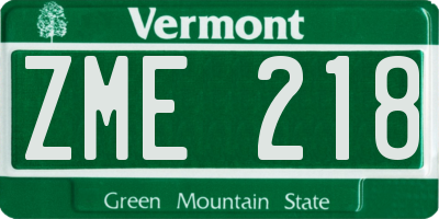 VT license plate ZME218