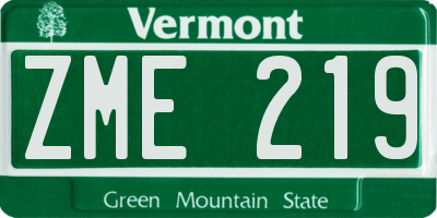 VT license plate ZME219