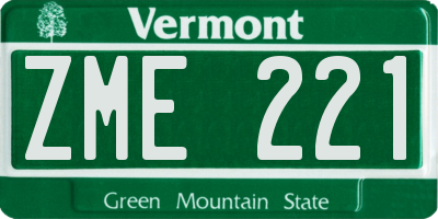 VT license plate ZME221