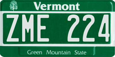 VT license plate ZME224