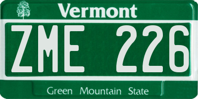VT license plate ZME226