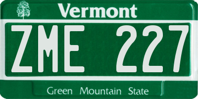 VT license plate ZME227