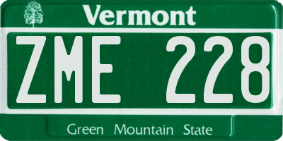 VT license plate ZME228