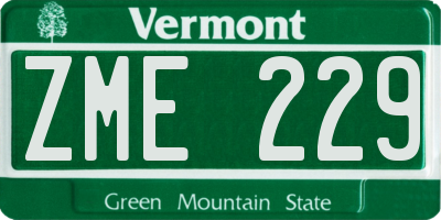 VT license plate ZME229