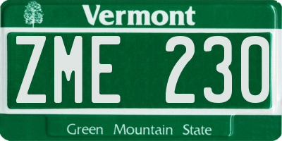 VT license plate ZME230