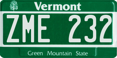 VT license plate ZME232