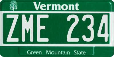 VT license plate ZME234