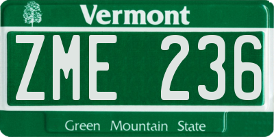 VT license plate ZME236