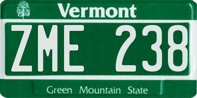 VT license plate ZME238