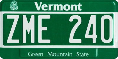 VT license plate ZME240