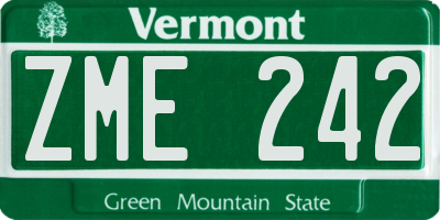 VT license plate ZME242