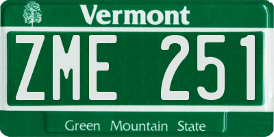 VT license plate ZME251