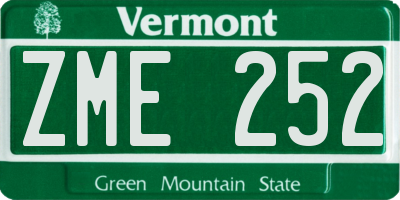VT license plate ZME252