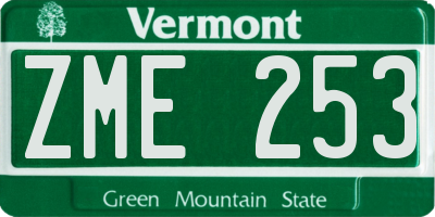 VT license plate ZME253