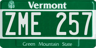 VT license plate ZME257