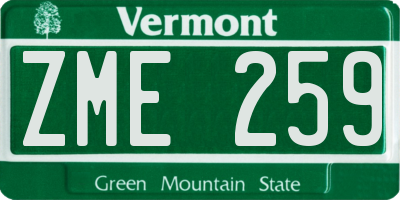VT license plate ZME259