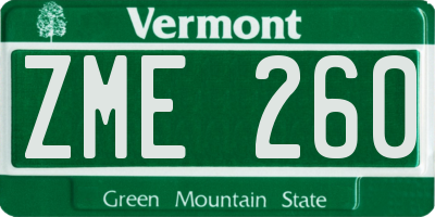 VT license plate ZME260