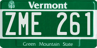 VT license plate ZME261