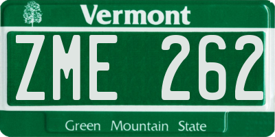 VT license plate ZME262