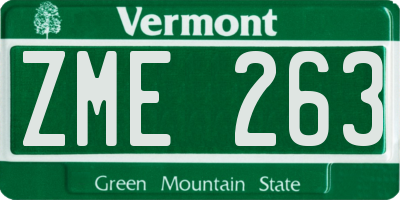 VT license plate ZME263