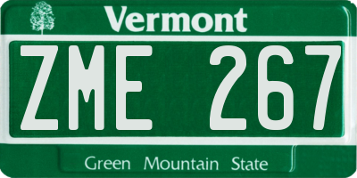VT license plate ZME267