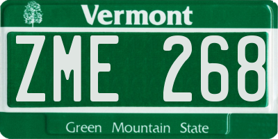 VT license plate ZME268