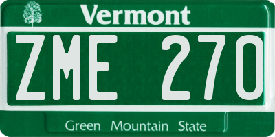 VT license plate ZME270