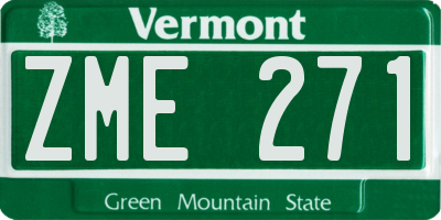 VT license plate ZME271