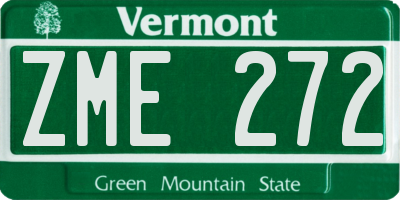 VT license plate ZME272