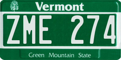 VT license plate ZME274